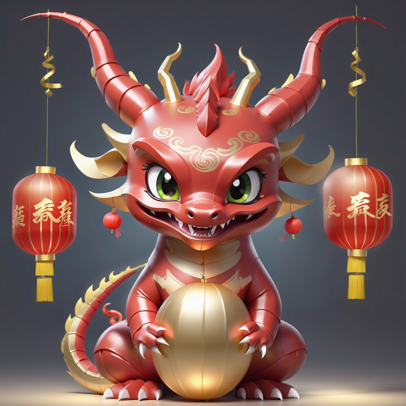 00863-2764488857-elemental creature, cute new year chinese dragon toothless, red and polished gold, paper lanterns_lora_EnvyElementalSpiritXL01_0.webp